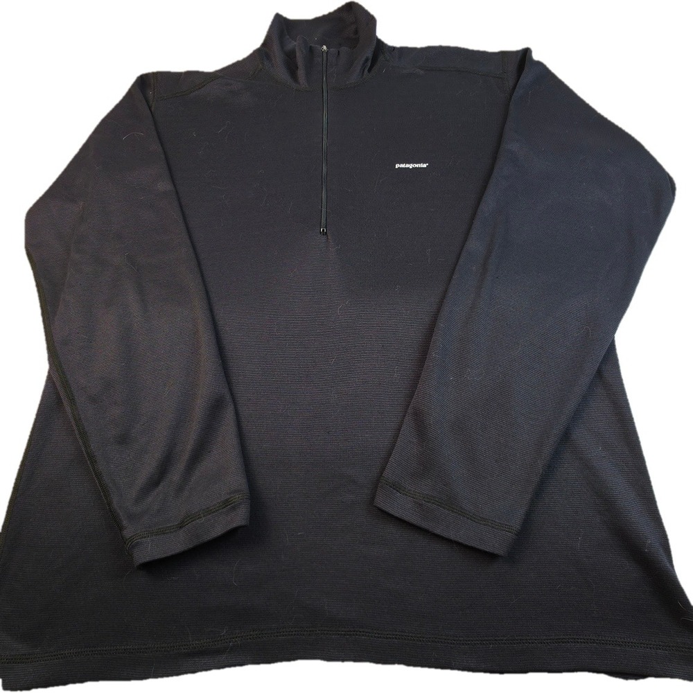 Patagonia Capilene Mens M Black 1/4 Zip Pullover Base Layer Made USA Vintage